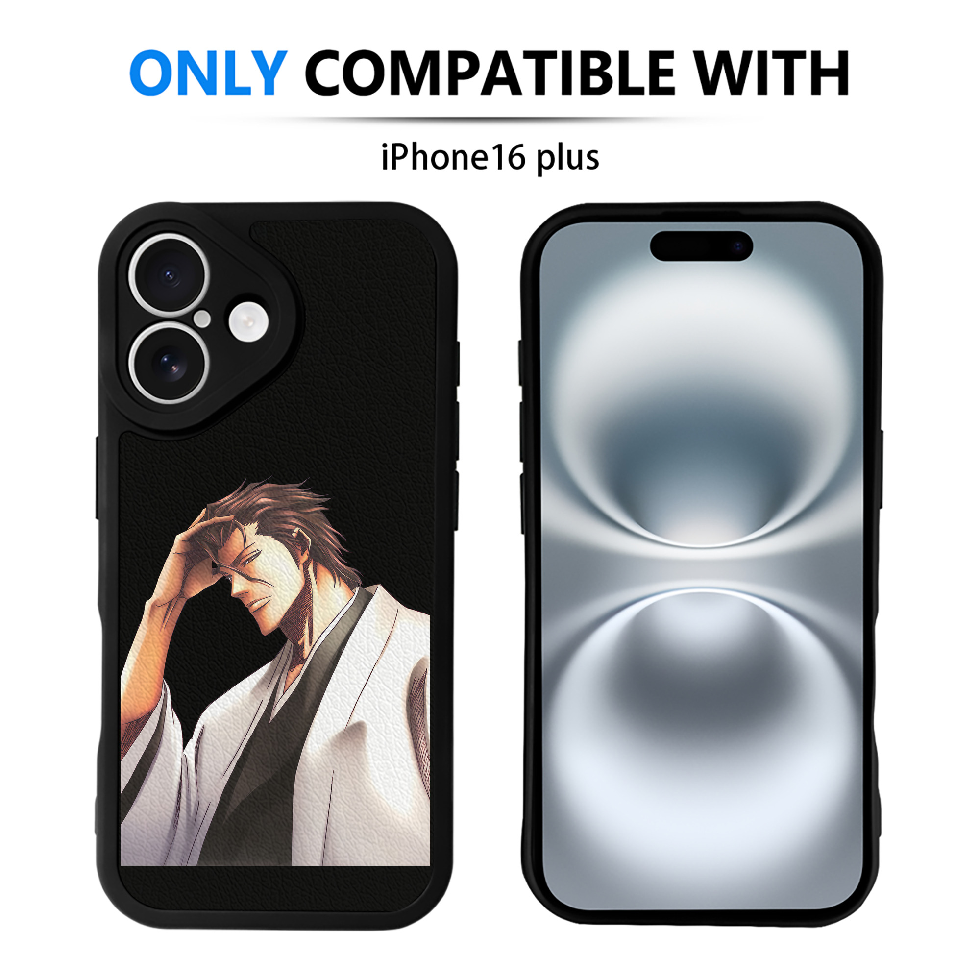 （画像用） ブリーチ 藍染 惣右介（あいぜん そうすけ） BLEACH Aizen Sousuke 【iPhone 16シリーズ対応】シリコンスマホケース（レザー調） 材質：シリコン
